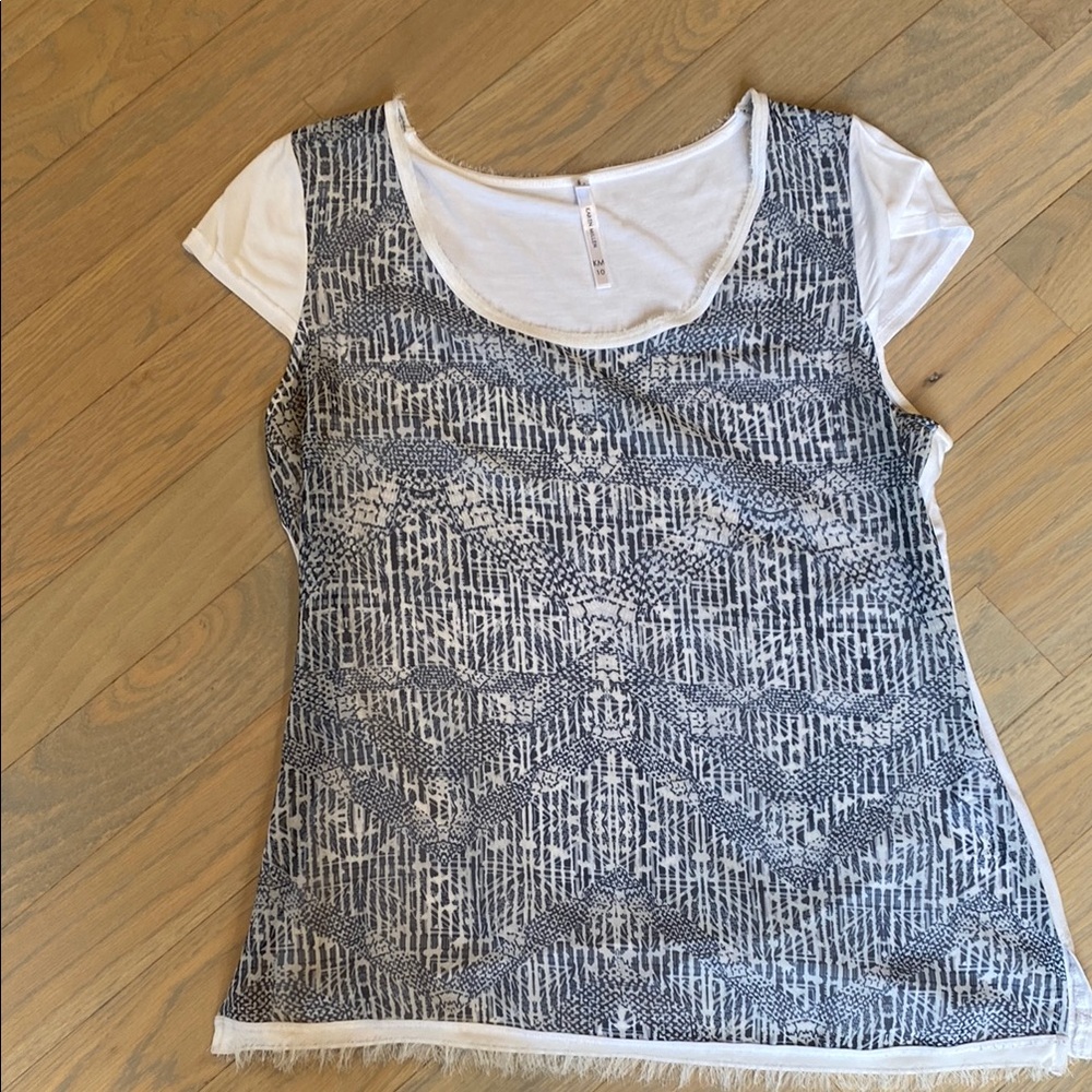 KAREN MILLEN White and Navy top